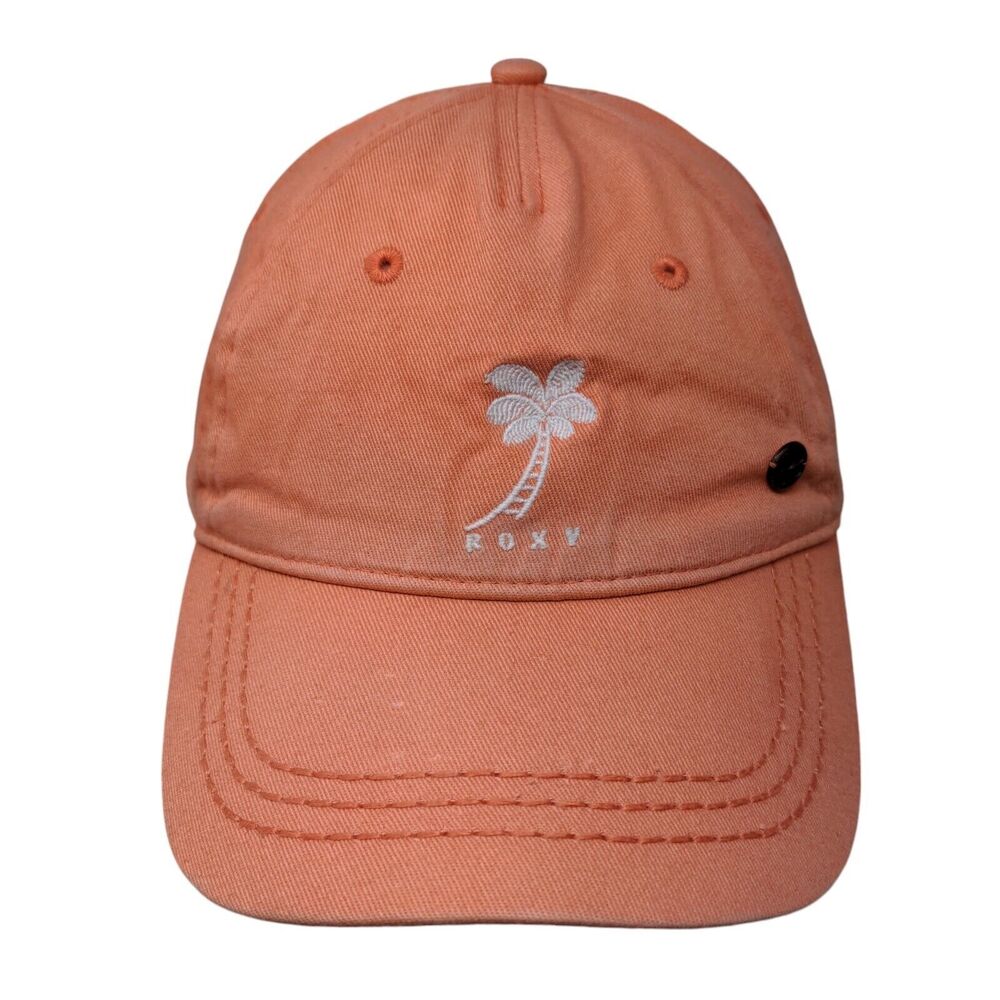 ROXY Strapback Hat Orange One Size Adjustable Embroidered Vented Holes Cotton